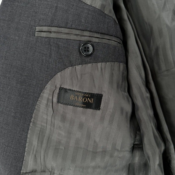 Baroni Sport Coat Mens 44 SHORT Super 150 Wool Blazer Jacket Gray - Picture 13 of 14